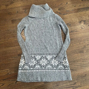 Abercrombie & Fitch Large Turtleneck Sweater Gray and White Marled Large M0467